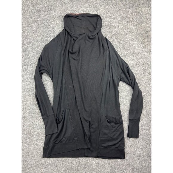 Athleta Sweaters - Athleta Cardigan Sweater Women's Medium Black Open Front Pockets Stretch Knit